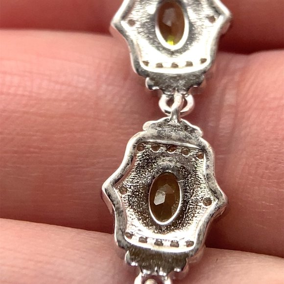 Peridot 3.61ct Platinum Finish Solid 925 Sterling Silver Bracelet - Picture 4 of 6